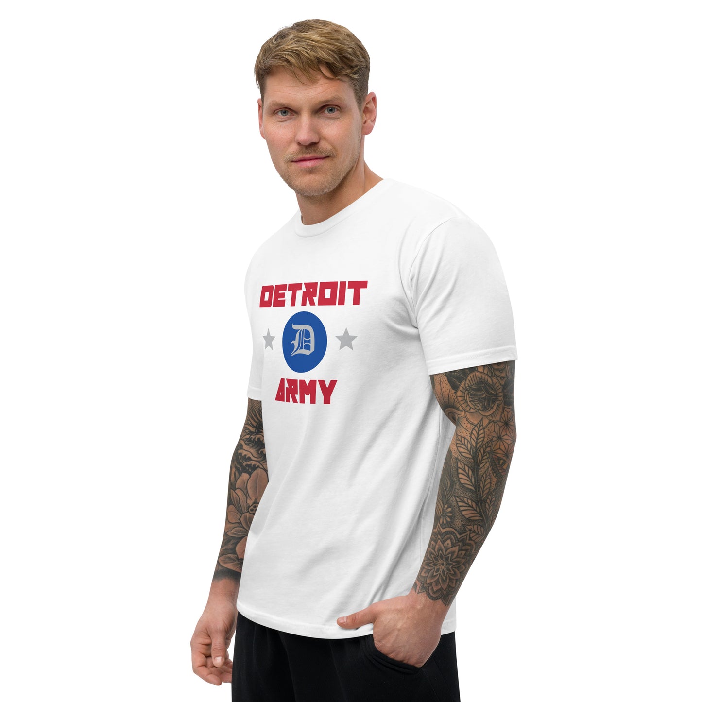 Detroit Army 'Hardwood' - White Short Sleeve T-Shirt