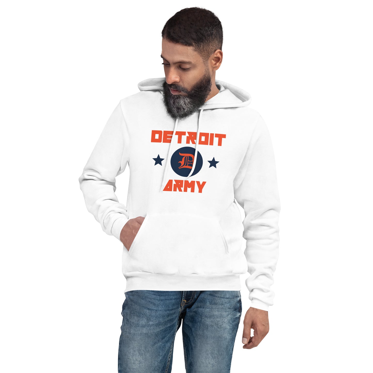 Detroit Army "Ballpark' - White Unisex Hoodie