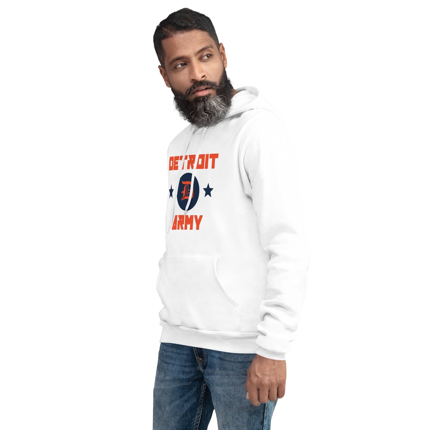 Detroit Army "Ballpark' - White Unisex Hoodie