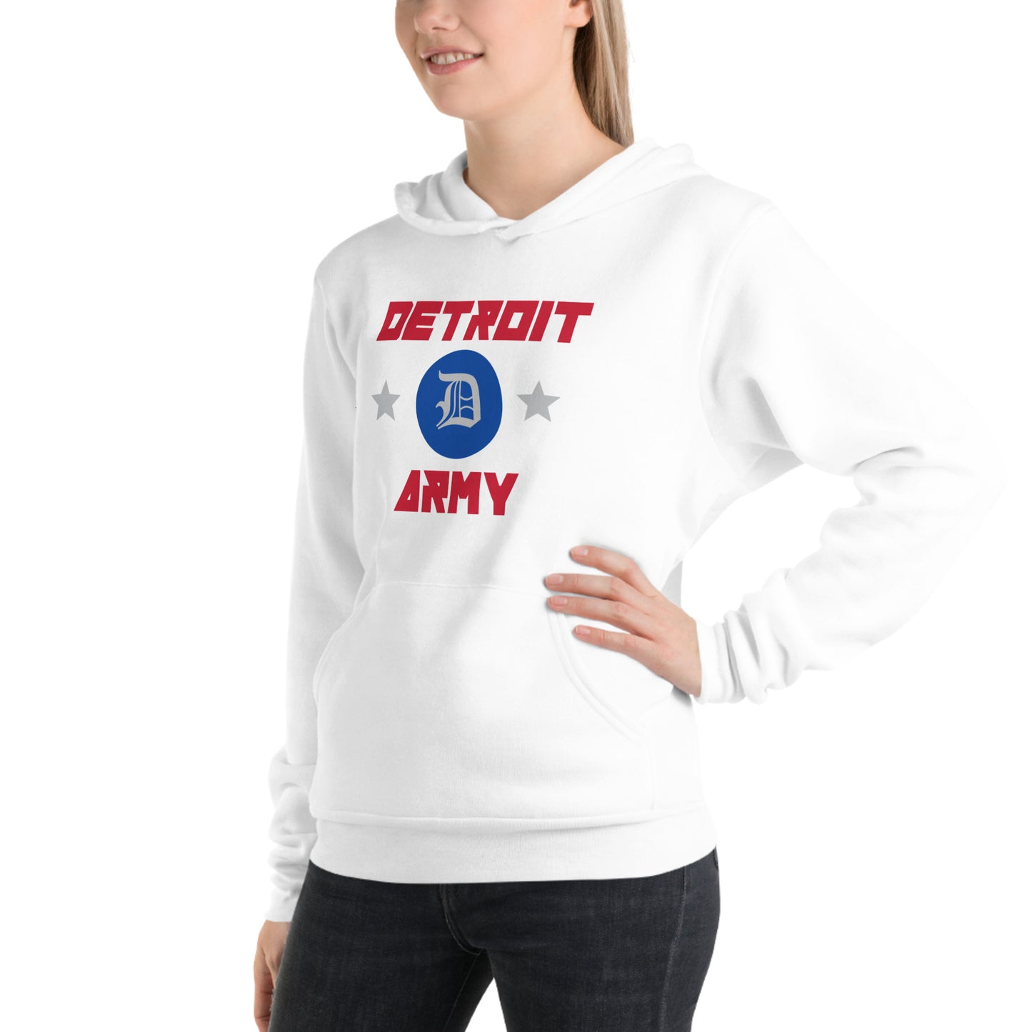 Detroit Army 'Hardwood' - White Unisex Hoodie