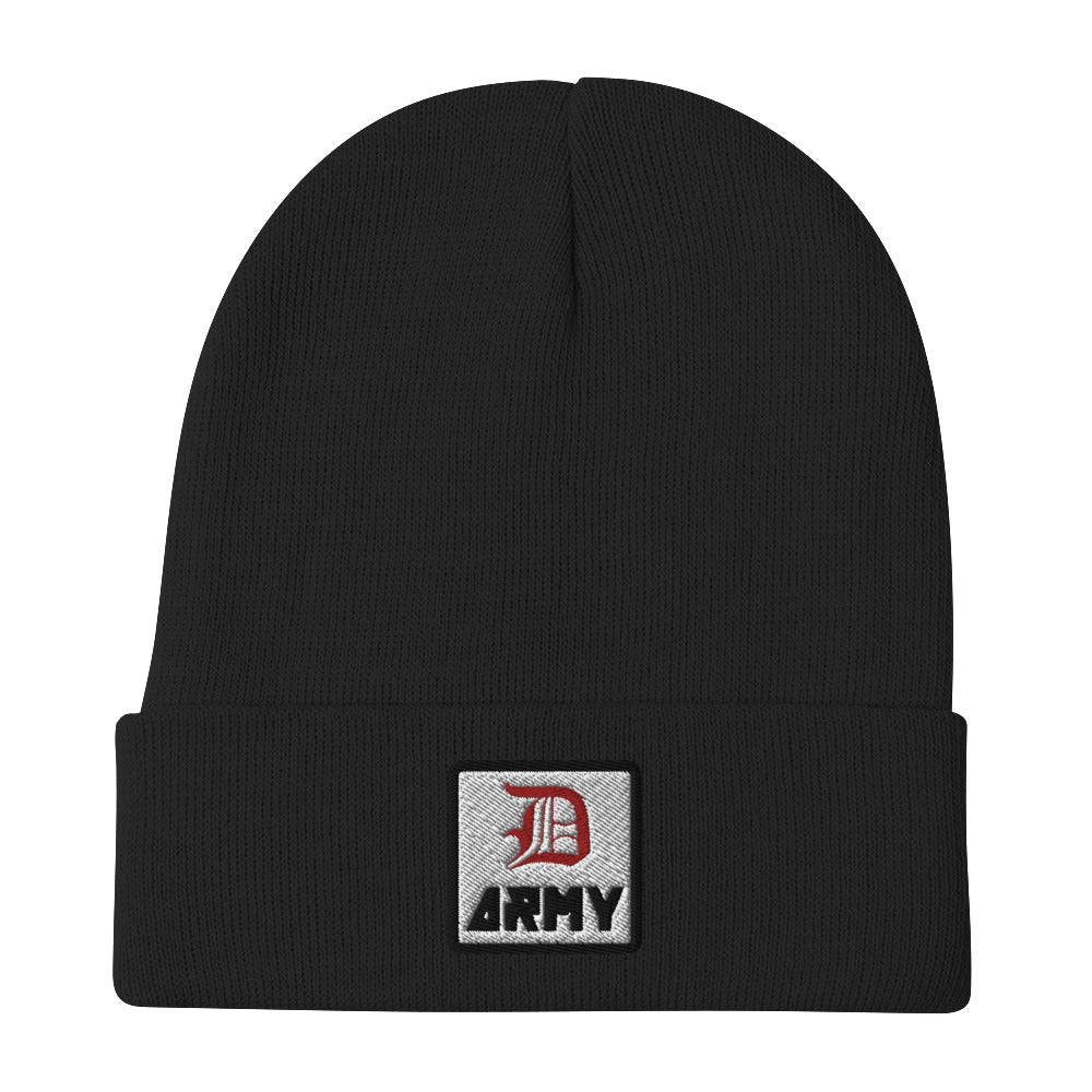 Detroit Army 'Original : D' - Black Embroidered Beanie