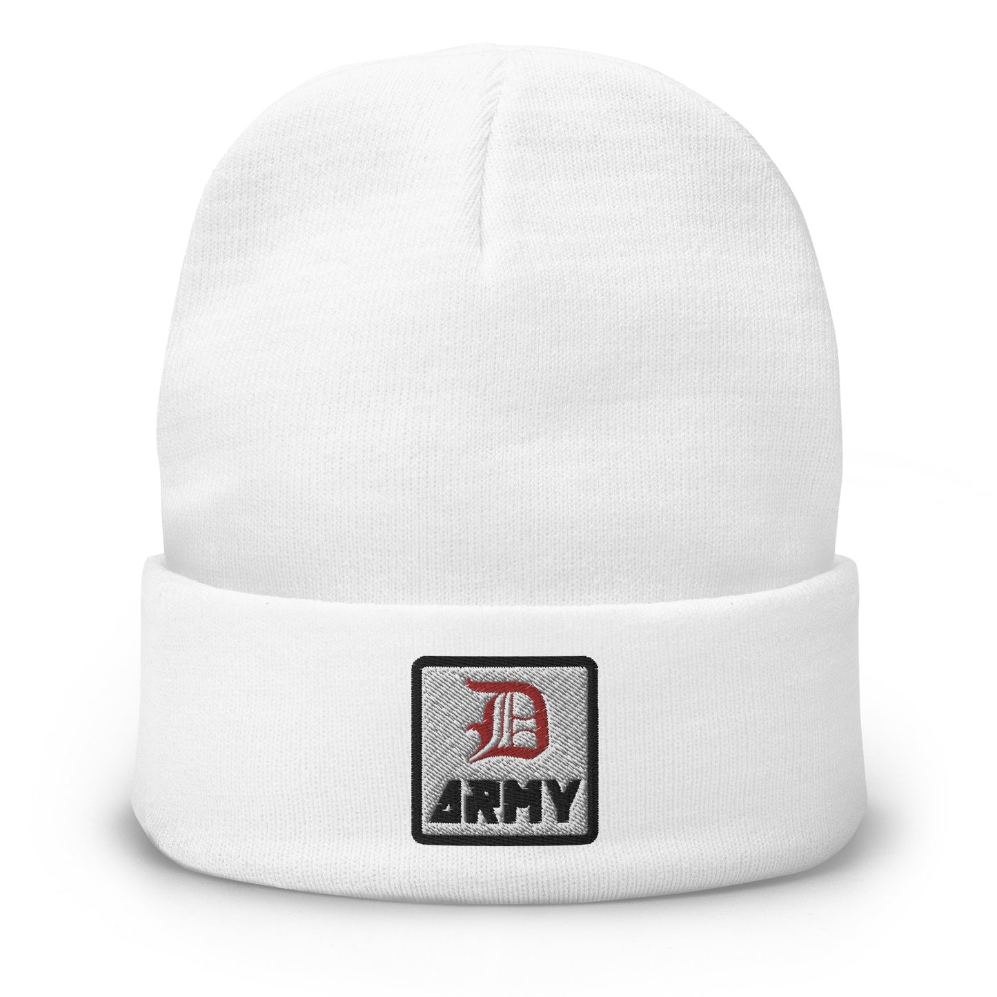 Detroit Army 'Original : D' - White Embroidered Beanie