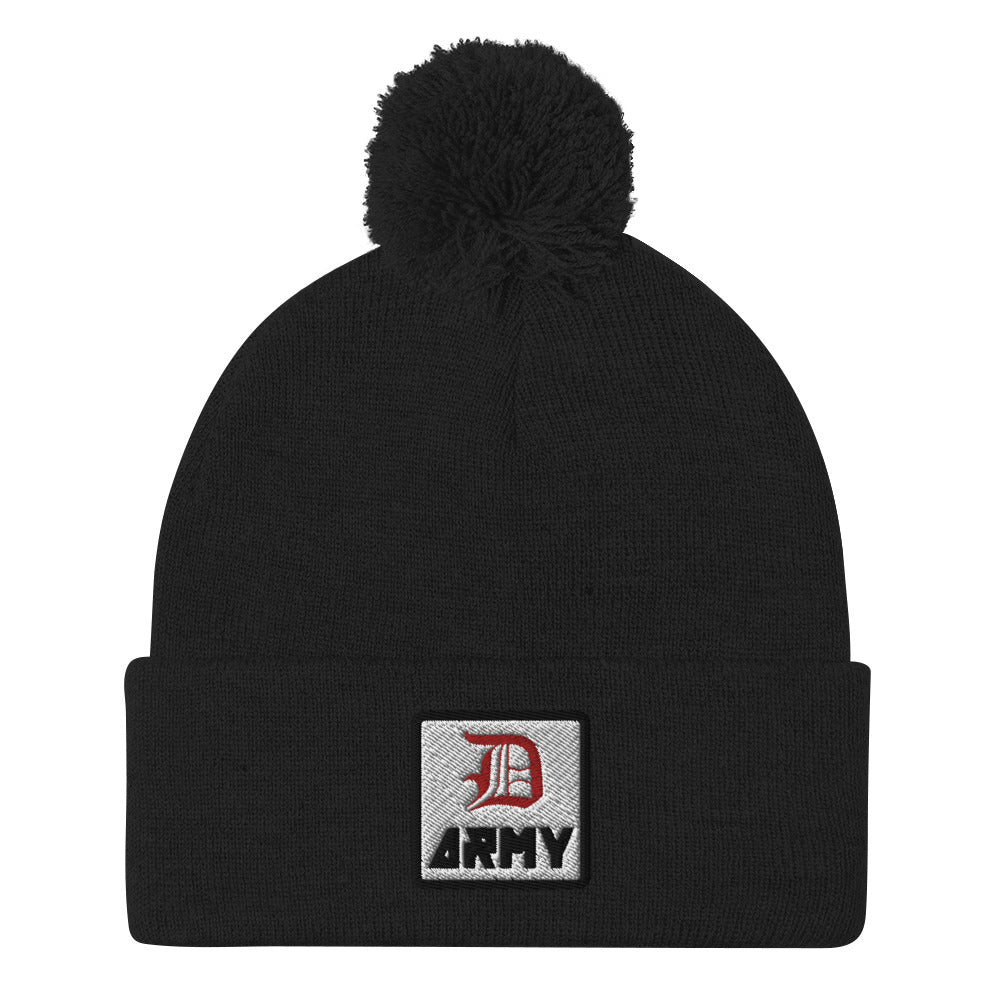 Detroit Army 'Original : D' - Black Embroidered Pom-Pom