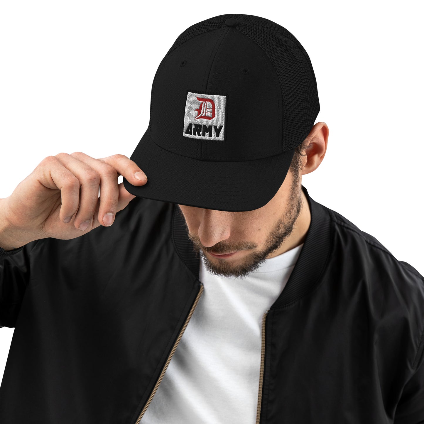 Detroit Army 'Original D' - Black Trucker Cap