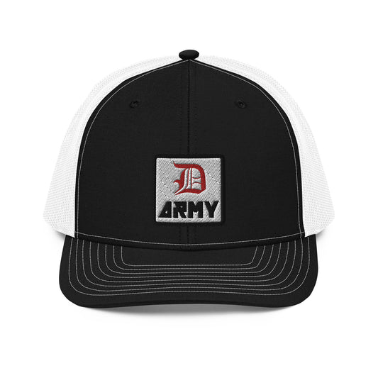 Detroit Army 'Original D' - Black + White Trucker Cap