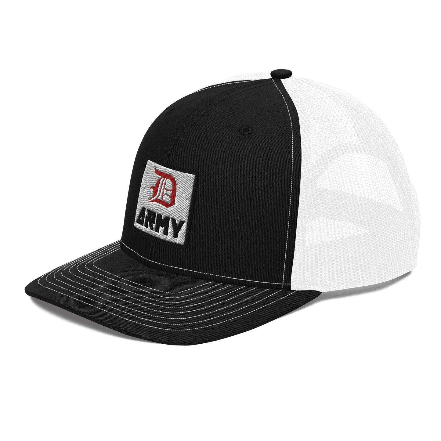 Detroit Army 'Original D' - Black + White Trucker Cap