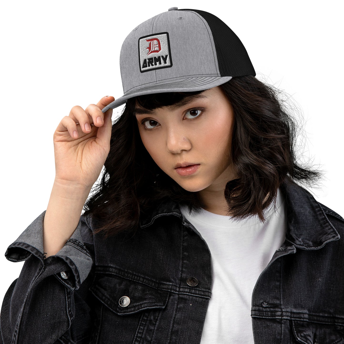 Detroit Army 'Original D' - Gray + Black Trucker Cap