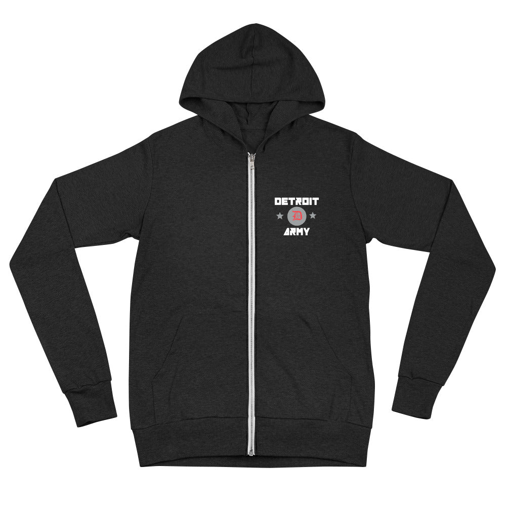 Detroit Army 'Original : Minimal' - Black Unisex Lightweight Zip Hoodie