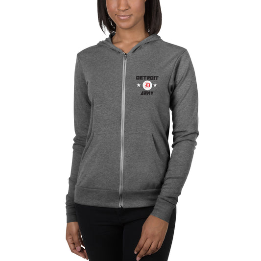 Detroit Army 'Original : Minimal' - Gray Unisex Lightweight Zip Hoodie