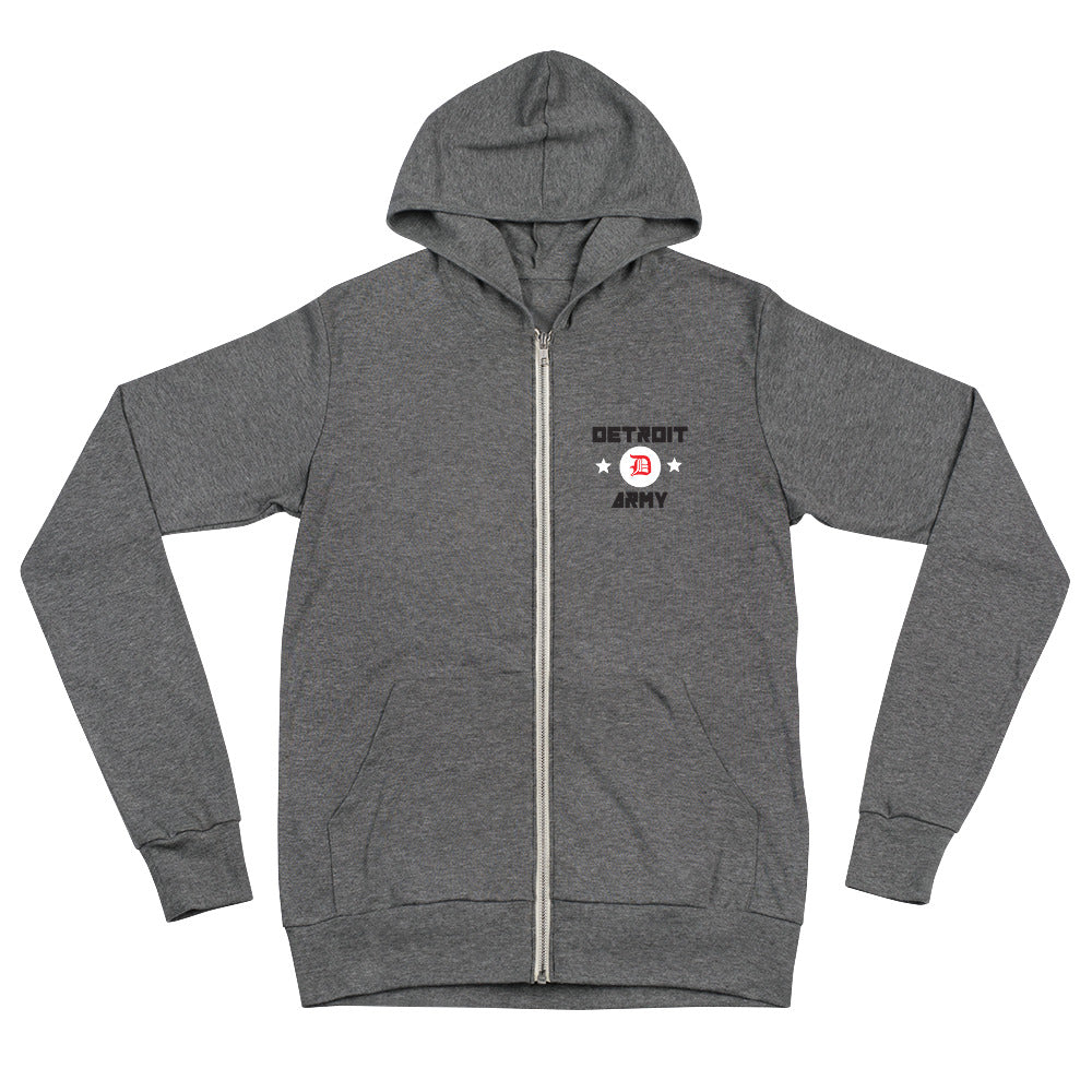 Detroit Army 'Original : Minimal' - Gray Unisex Lightweight Zip Hoodie