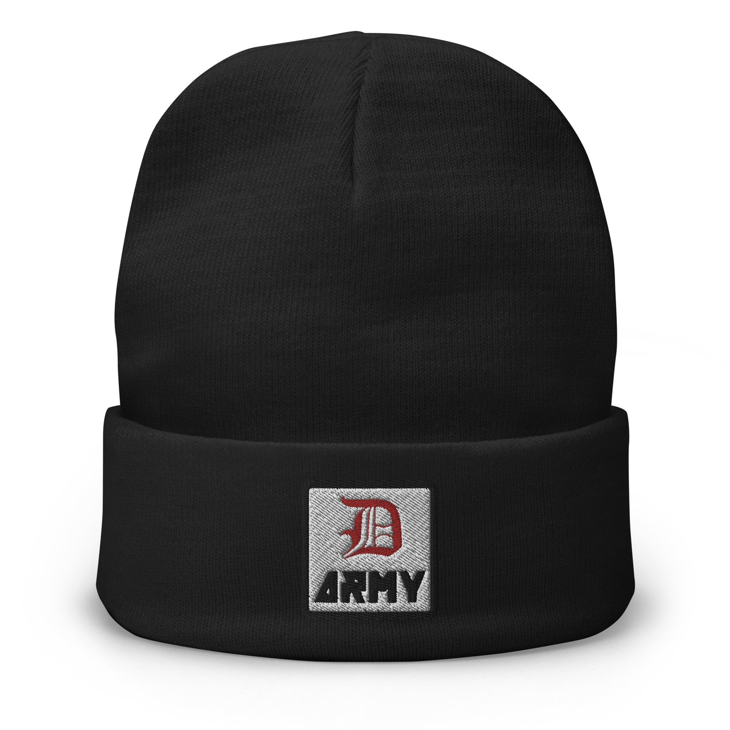 Detroit Army 'Original : D' - Black Embroidered Beanie